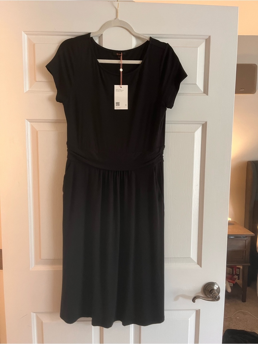 Quince Tencel jersey ruched  Short Sleeve Midi Dress NWT